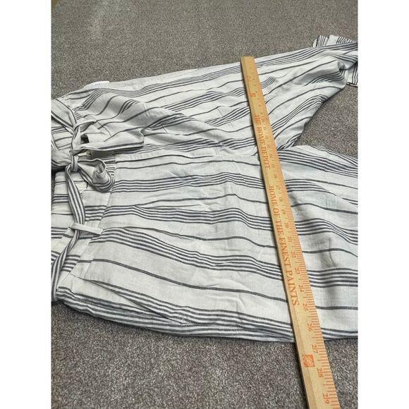 Old Navy women wide leg pin striped pants sz X-Large Tall beige/gray linen blend - Picture 8 of 11